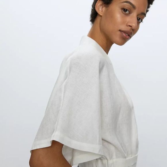 Aritzia White V-Neck Blouse - Picture 5 of 11